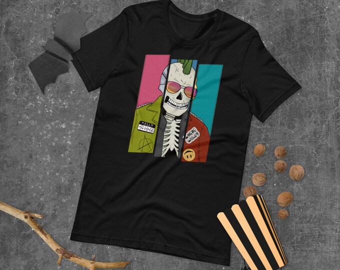 Punk Skeleton Shirt | Skeleton T-Shirt | Halloween Tee | Short-Sleeve Unisex T-Shirt | The Creeperie