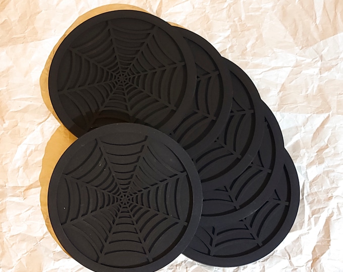 Spiderweb Coaster | Rubber Spiderweb Coaster Set | Halloween Decor, Gift, Minimalist Decor