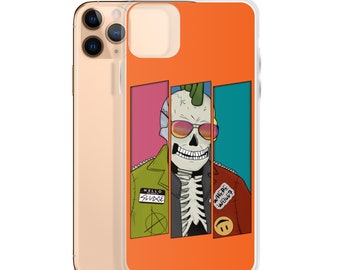 Punk Skeleton Orange iPhone Case | Skeleton Phone Case | Halloween Phone Case | iPhone Case | The Creeperie
