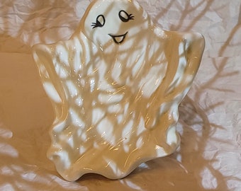 Rare Ceramic Halloween Ghost Candy Dish, Trinket Tray, Jewelry Holder | Sheet Ghost Candy Dish, Accessory, Gift, Decor