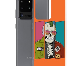 Punk Skeleton Orange Samsung Case | Skeleton Phone Case | Halloween Phone Case | Samsung Case | The Creeperie