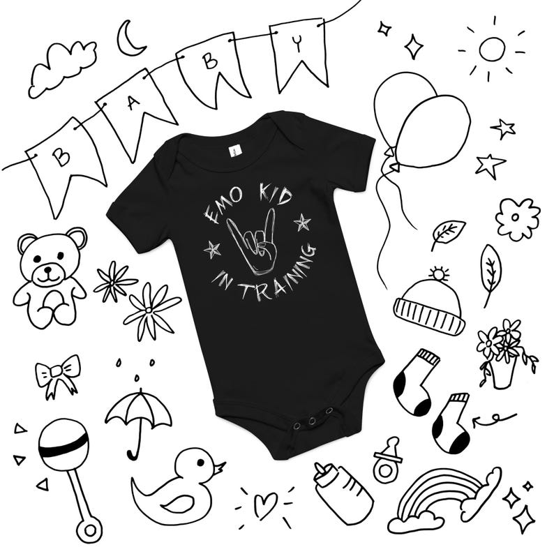 Emo Kid In Training Baby short sleeve one piece