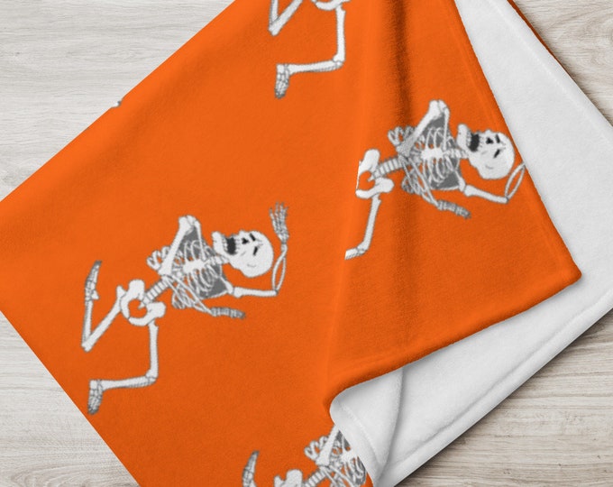 Dramatic Skeleton Throw Blanket | All-Over Skeleton Print Blanket | Halloween Blanket, Throw | The Creeperie