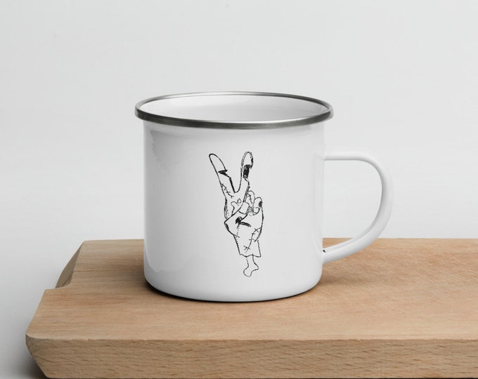 Zombie Peace Sign Mug | Zombie Hand Mug | Zombie Enamel Mug | Camping Mugs | Coffee lovers | The Creeperie