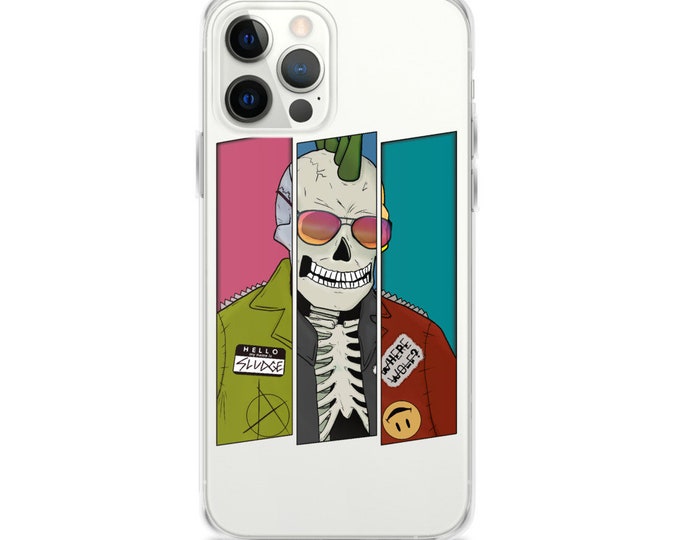 Punk Skeleton Clear iPhone Case | Skeleton Phone Case | Halloween Phone Case | iPhone Case | The Creeperie