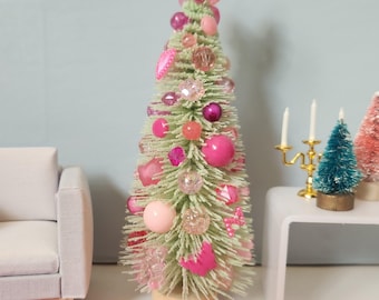 6" Pastel Green Bottle Brush Christmas Tree – 1:12 Holiday Village Tabletop