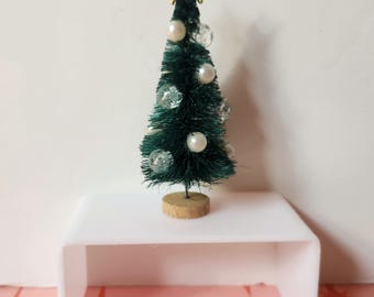 3" White Bottle Brush Christmas Tree – Modern Dollhouse Decor (1:12 Scale)