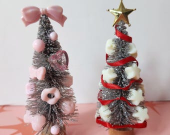 3" Silver Glitter Bottle Brush Christmas Tree – Modern Dollhouse Decor (1:12 Scale)