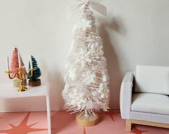 6" Bottle Brush Christmas Tree – Snowflake Snowman Dollhouse Decor (1:12 Scale)