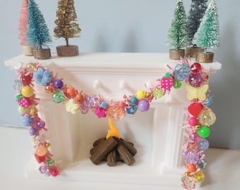 Miniature Dollhouse Christmas Garland 1:12 Scale - Decorated Village Holiday Door Fireplace Mantel