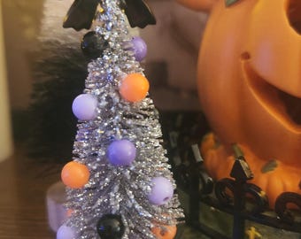 2" Miniature Dollhouse Halloween Tree 1:12 Scale - Bottle Brush Decorated Village Holiday