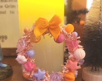 3" Miniature Dollhouse Halloween Wreath 1:12 Scale - Decorated Village Holiday Door Fireplace Mantel