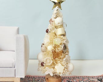 4" Miniature Dollhouse Christmas Tree 1:12 Scale - Bottle Brush Decorated Village Holiday