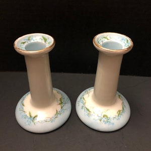Antique B & Co. Limoges France Pair of Candlesticks Bernardaud B Co. 1900 - 1914