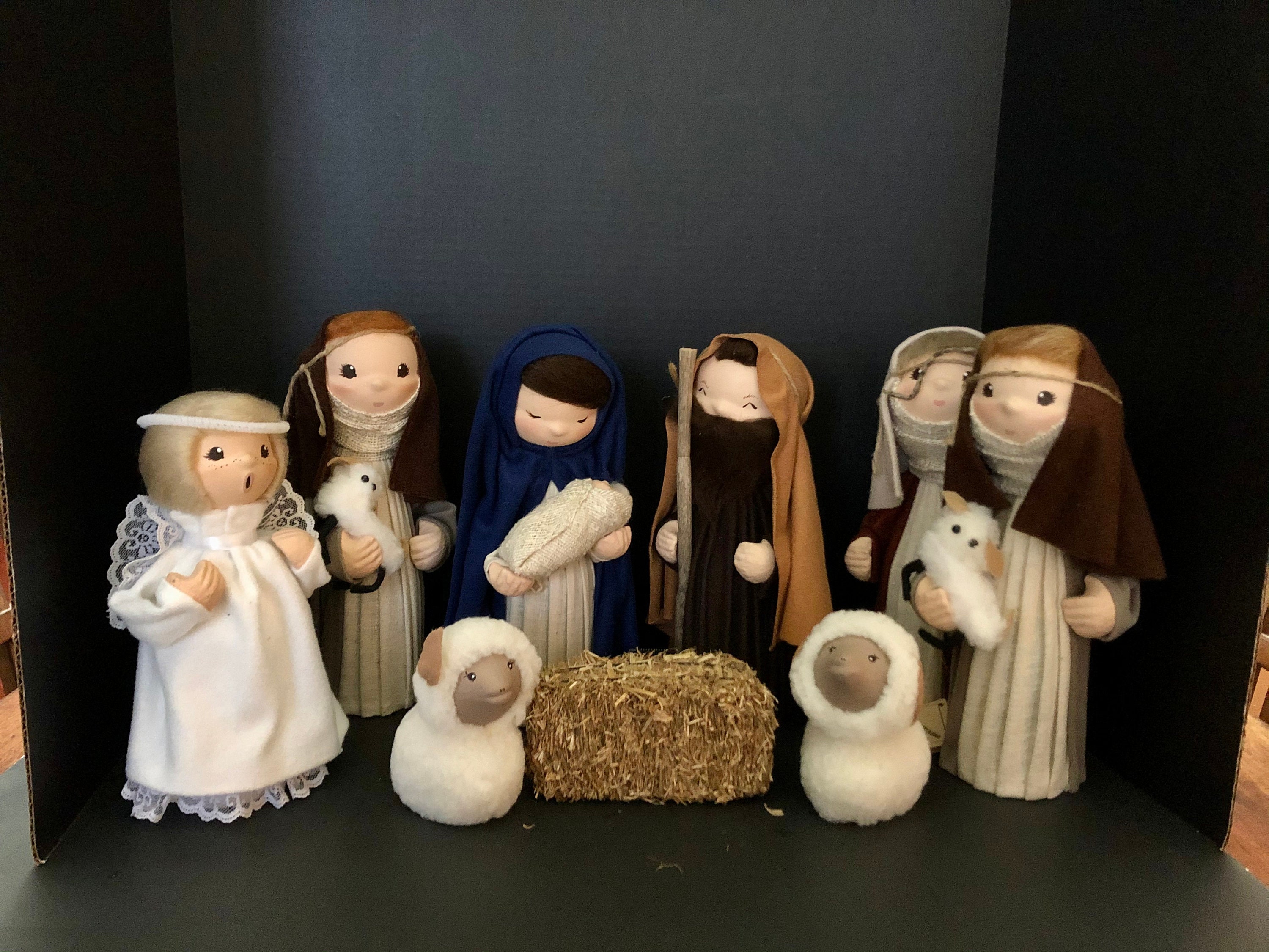 Vintage Large Charupado Folk Art Nativity Set 8 Pieces Santa Etsy