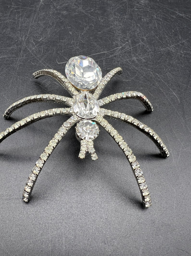 Large Rhinestone Spider Brooch 3.5 Inches image 3