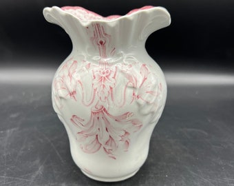 Victorian Stoneware Vase with Pink Floral Transfer