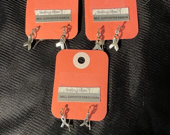 Brest Cancer Awareness Earrings Sterling Silver Lot of 3