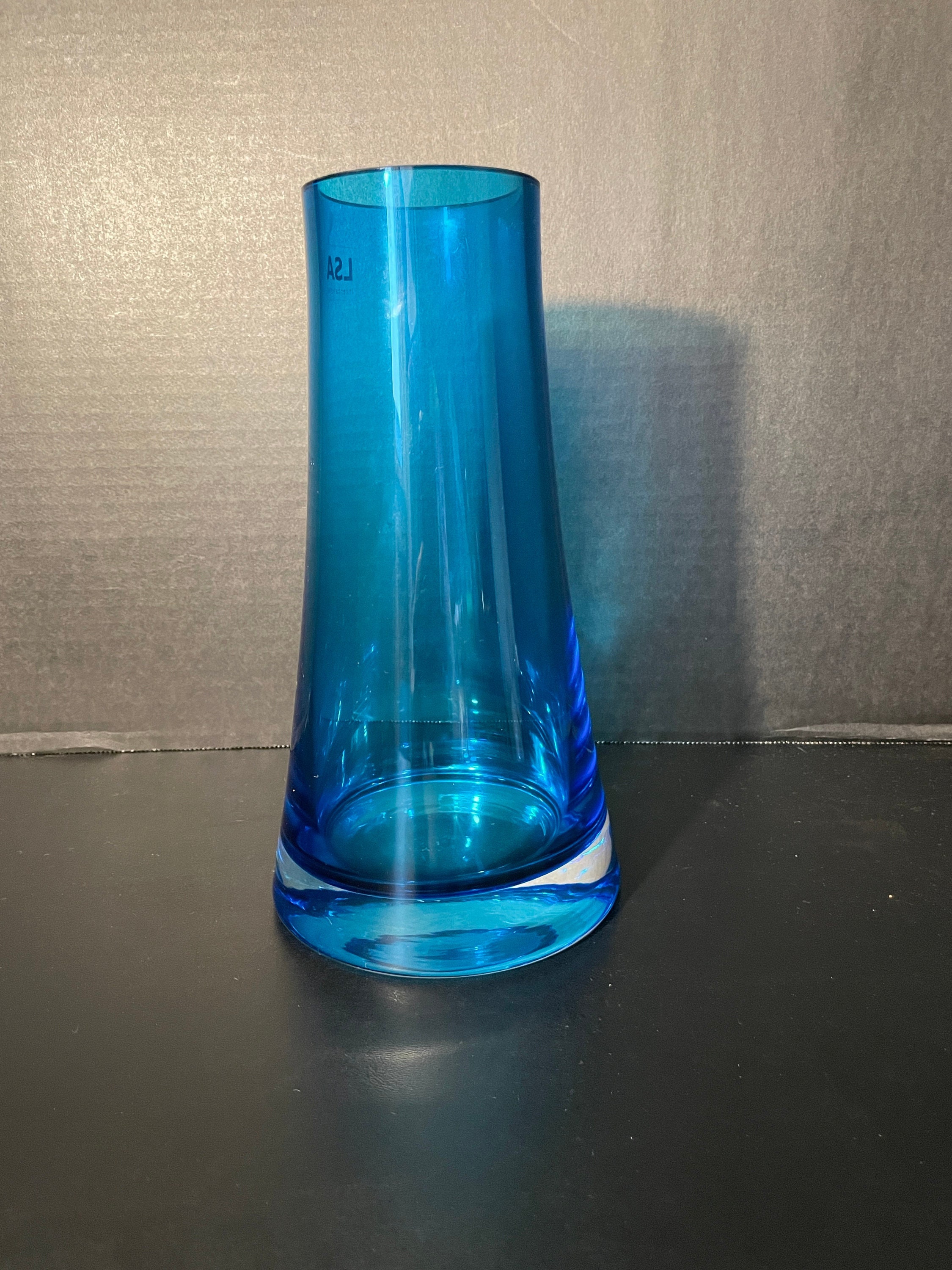 Beautiful LSA International Blue Modern Art Glass Vase Handmade