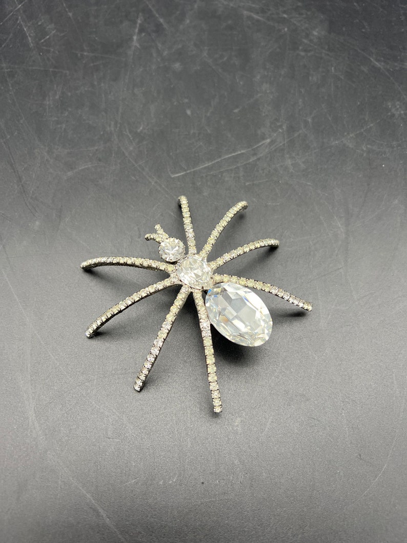 Large Rhinestone Spider Brooch 3.5 Inches image 1