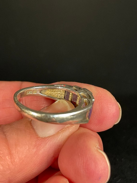Vintage 5 Stone Amethyst Ring Size 10 - image 5