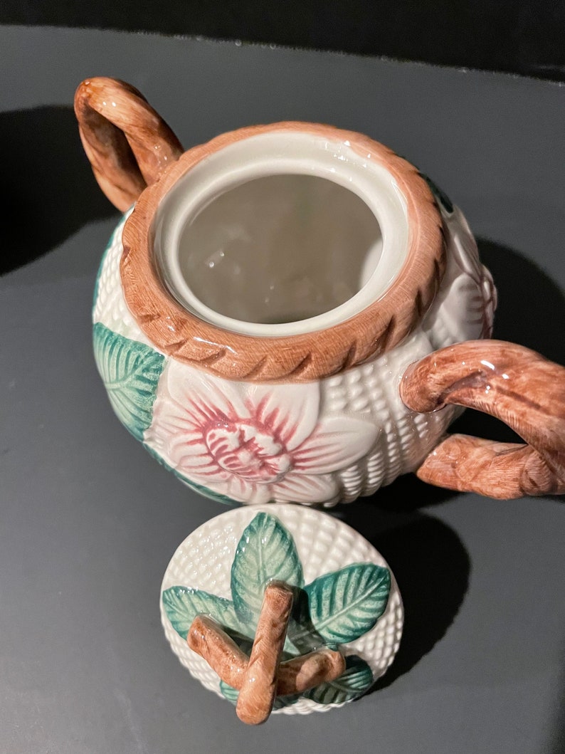 1989 Fitz and Floyd Teapot Creamer and Sugar Bowl in Magnolia Etsy