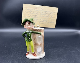 Enesco Elf Pixie Recipe Holder with Hour Glass Timer 1950's