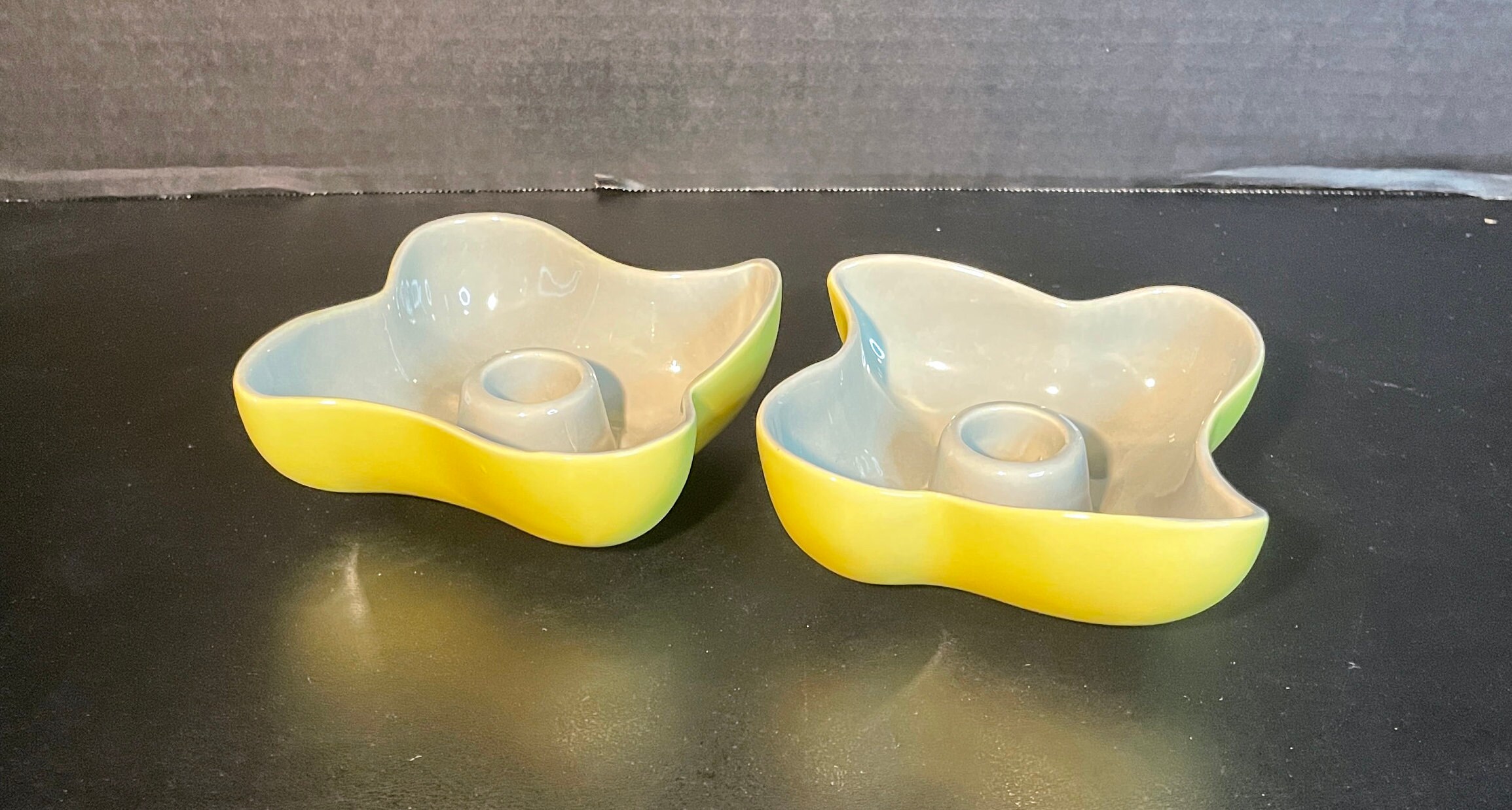 MCM Red Wing Pottery Candle Holders B1411 Brilliant Yellow Etsy