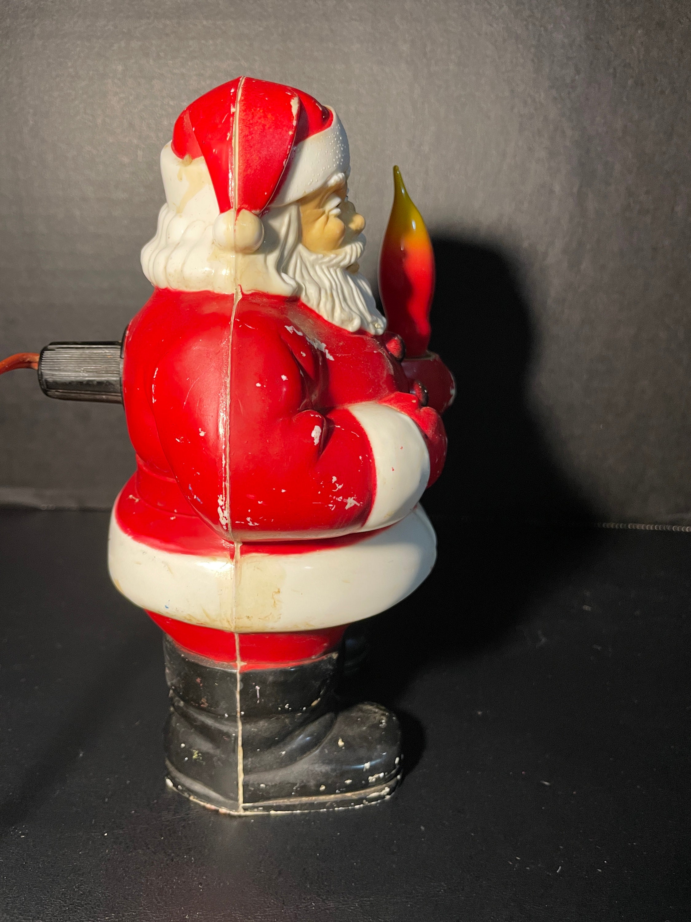 Vintage Royalite Hard Plastic Lighted Santa Claus With Candle | Etsy