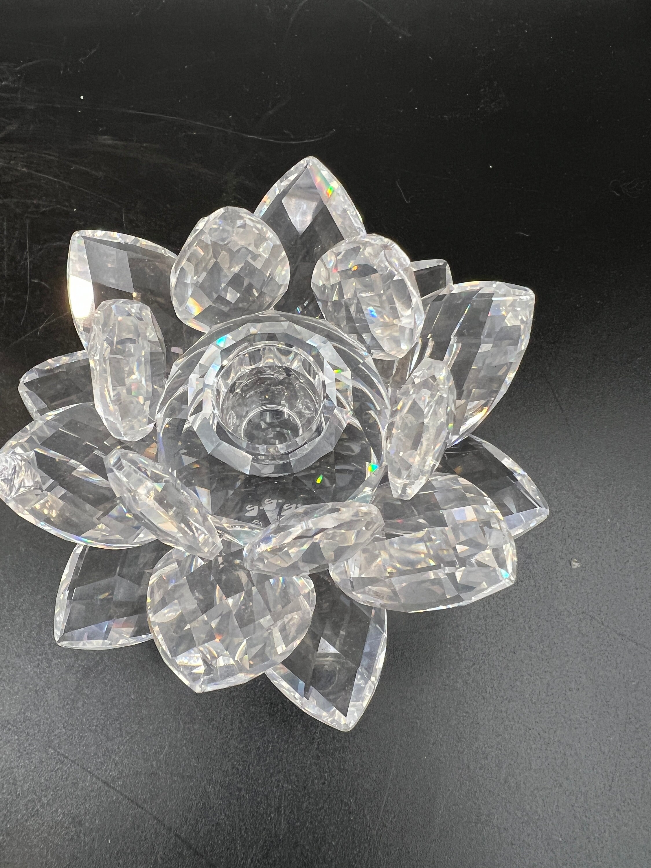 BEAUTIFUL Swarovski Crystals Waterlily Candle Holders Set of