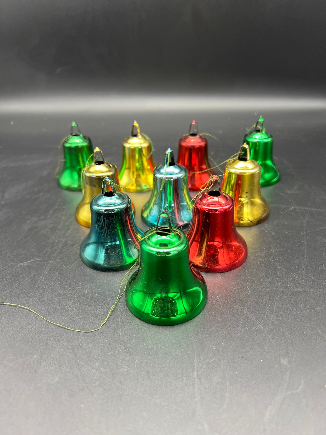 MCM Bradford Plastic Metallic Bells Christmas Ornaments Set of 10 Etsy
