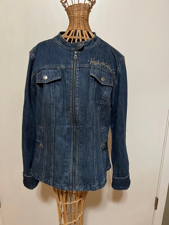 HARLEY DAVIDSON Woman's Denim Jacket with Bling Eagle… Gem