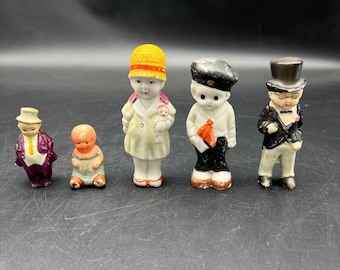 Bisque Frozen Charlotte Dolls Set of 5 1930's
