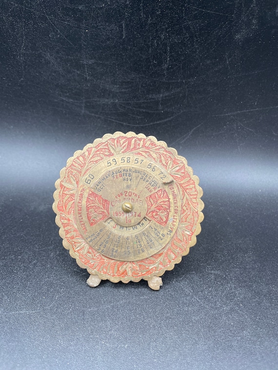 Brass 20 Year Calendar 1955 1974 Spin a Dial to Month - Etsy