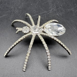 Large Rhinestone Spider Brooch 3.5 Inches image 2