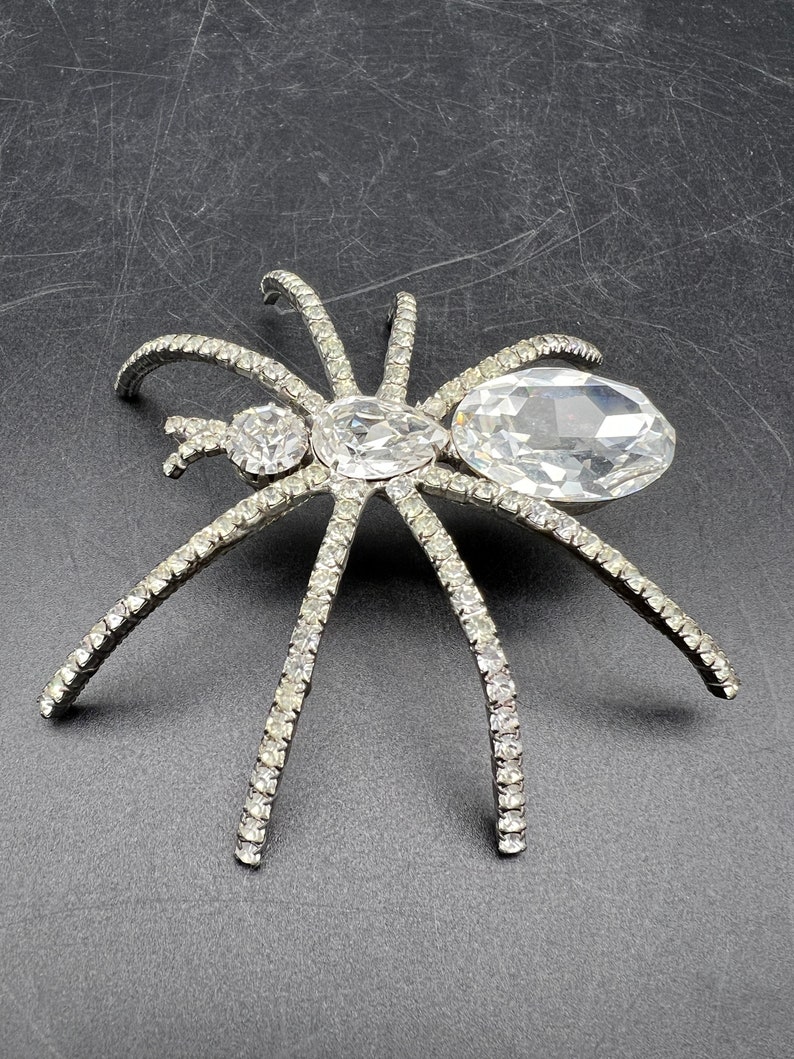 Large Rhinestone Spider Brooch 3.5 Inches image 2