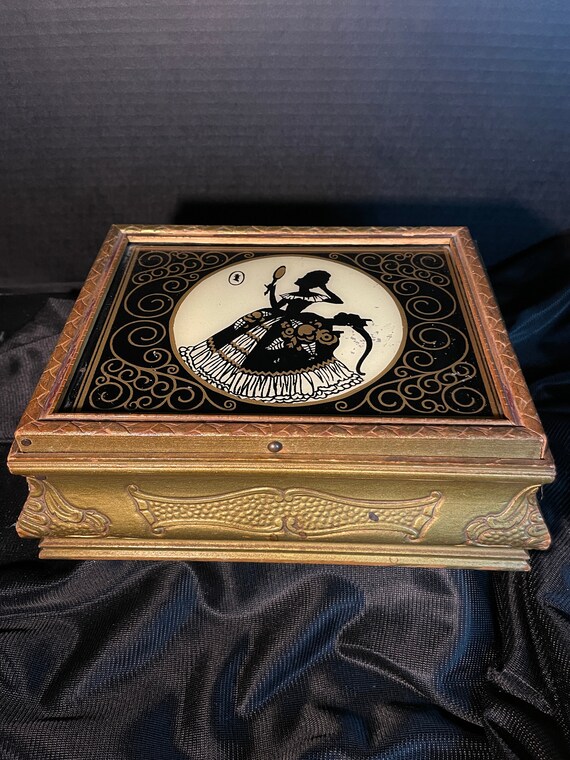 Victorian Style Wooden Jewelry Box with Reverse P… - image 3