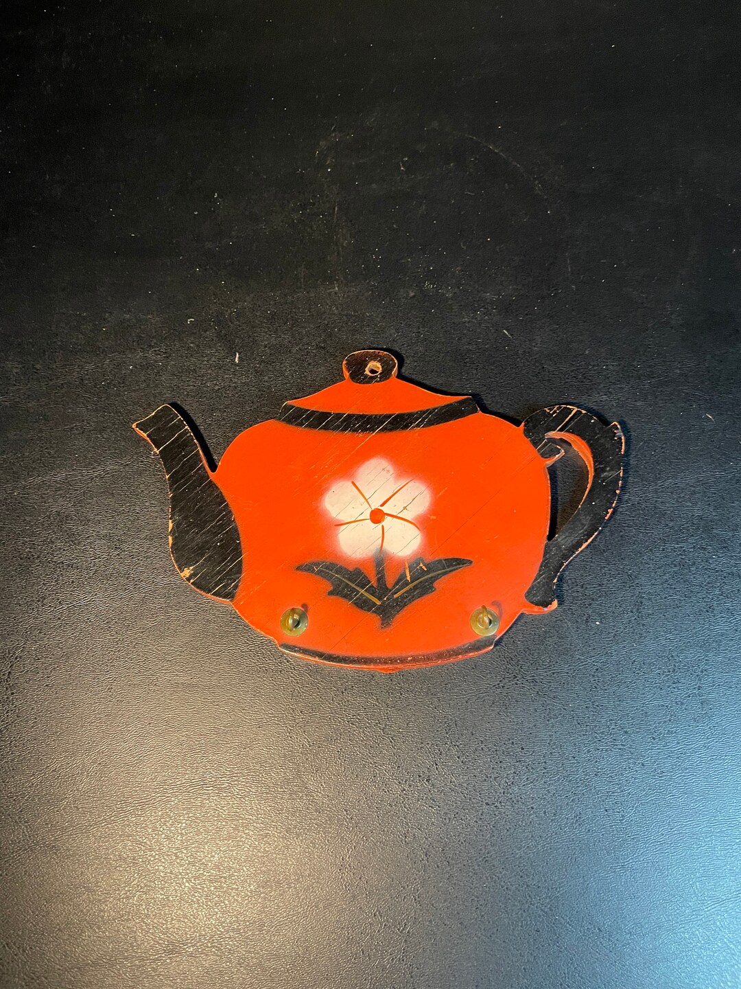 Kitschy Teapot Wall Plaque Pot Holder Hanger 2 Hooks Etsy