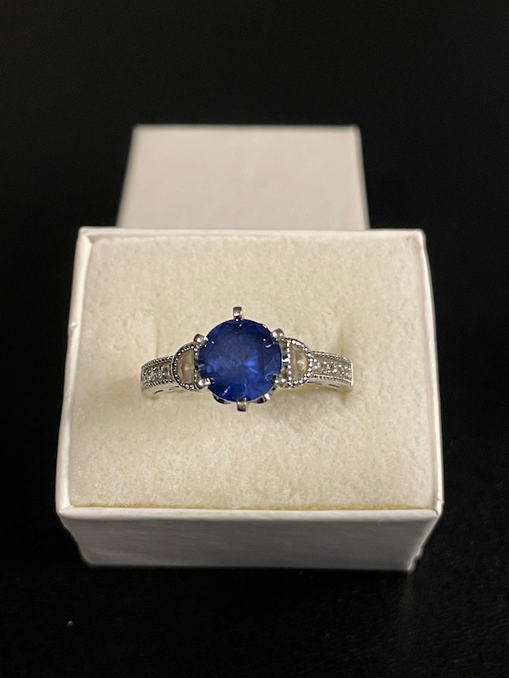 Sterling Silver and Sapphire Ring Size 9