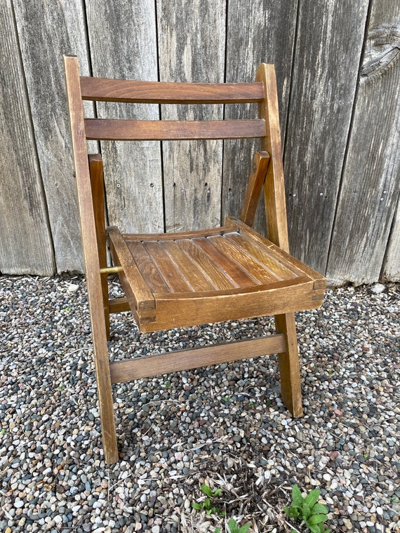 Vintage Wooden Oak Childs Folding Chair - Etsy