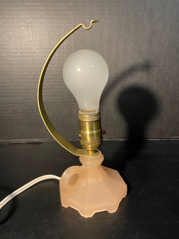Houzex Pink Depression Glass Chamberstick Finger Lamp Etsy Australia