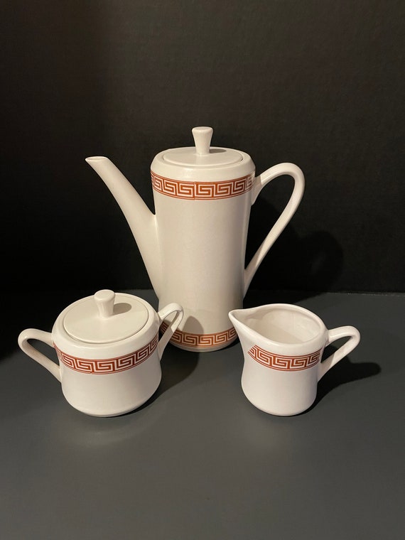 Vintage Keramikos Greek Pottery Teapot With Cream and Sugar Etsy