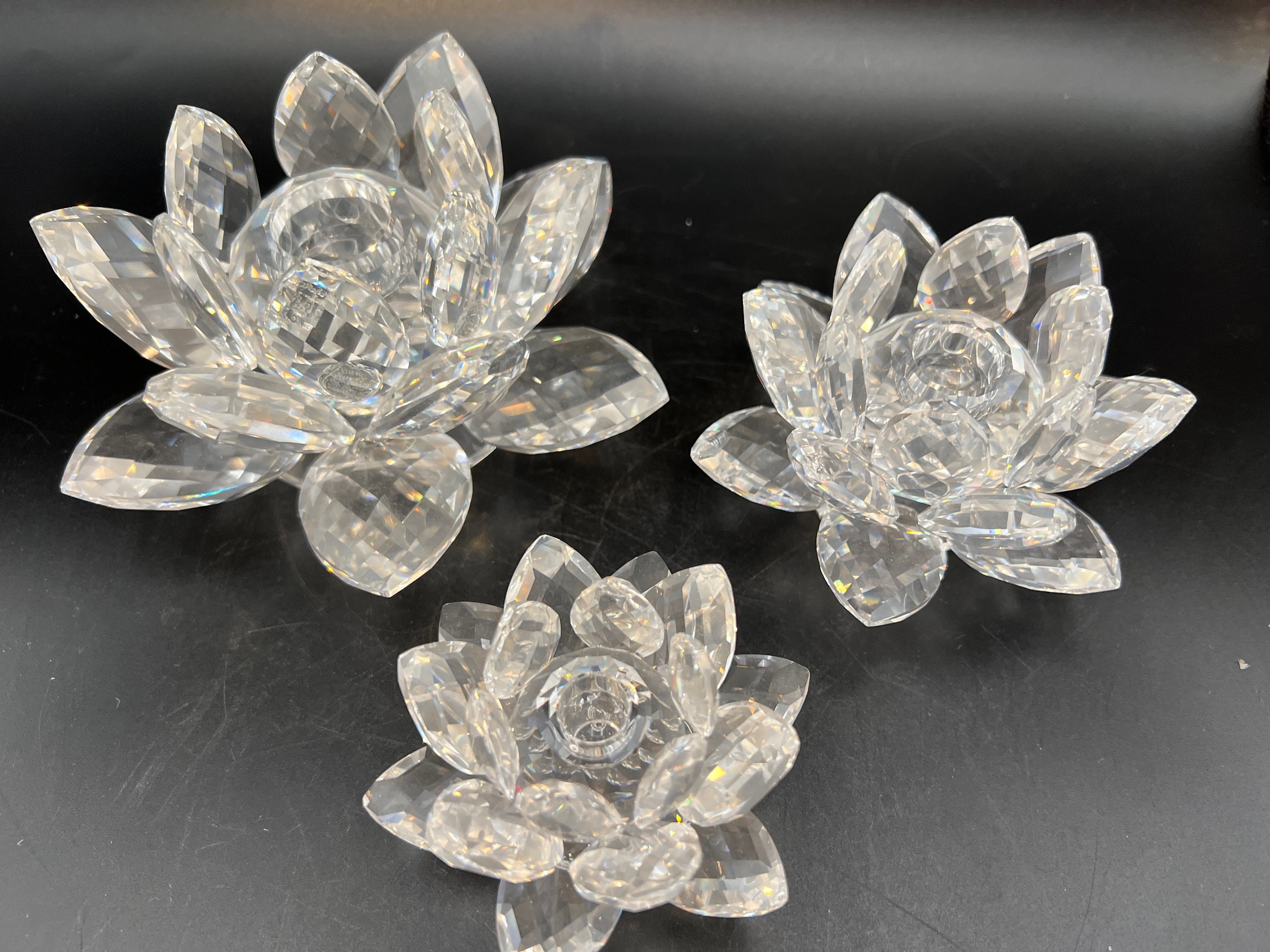 【美品】SWAROVSKI WATERLILYとCRYSTAL BASE Swarovski Crystal Medium Water Lily Candle Holder NO Box - Etsy