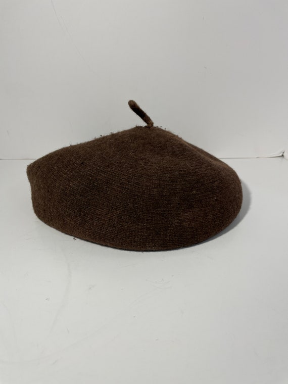 Vintage Child's Brown Wool Beret Small - image 6