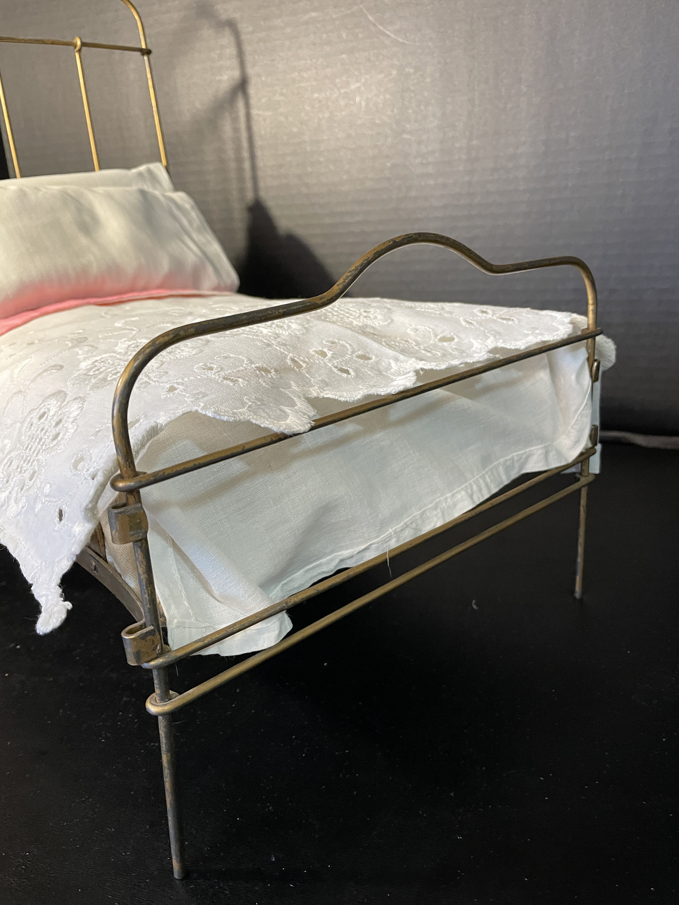 Antique Metal Doll Bed With Bedding 1910 1920 Etsy