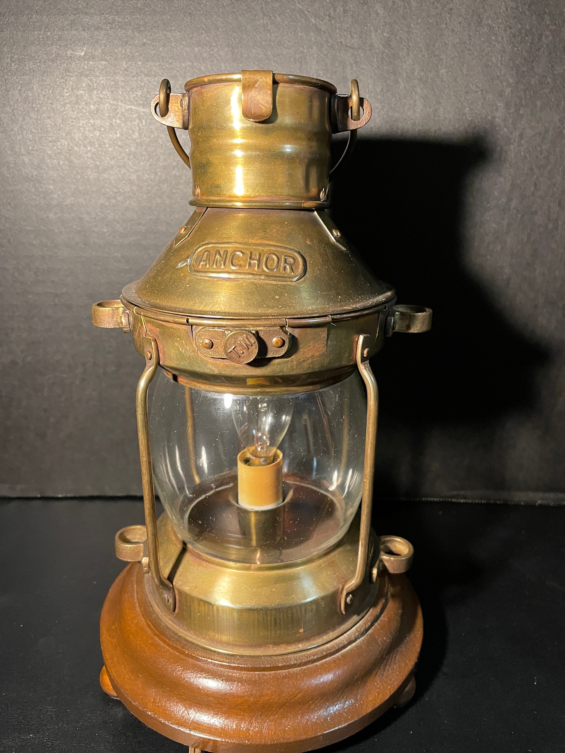 Anchor Brass Nautical Oil Lamp Converted to Electric 