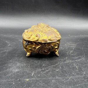 Tiny Gold Jewelry Casket Ring Holder Ornate Engagement Presentation
