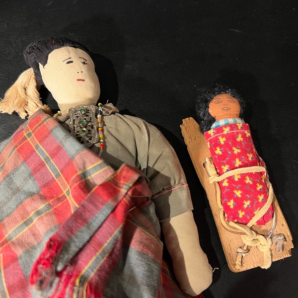 Vintage Navajo Native American Folk Art Doll with Skookum