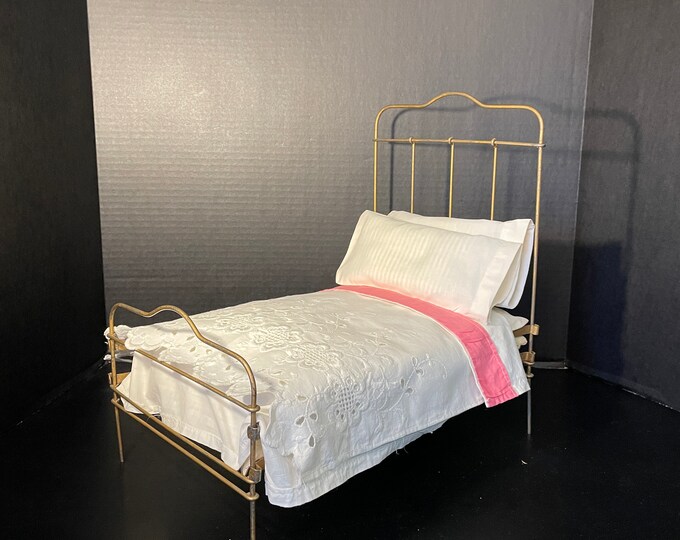 Antique Metal Doll Bed With Bedding 1910 1920 Etsy