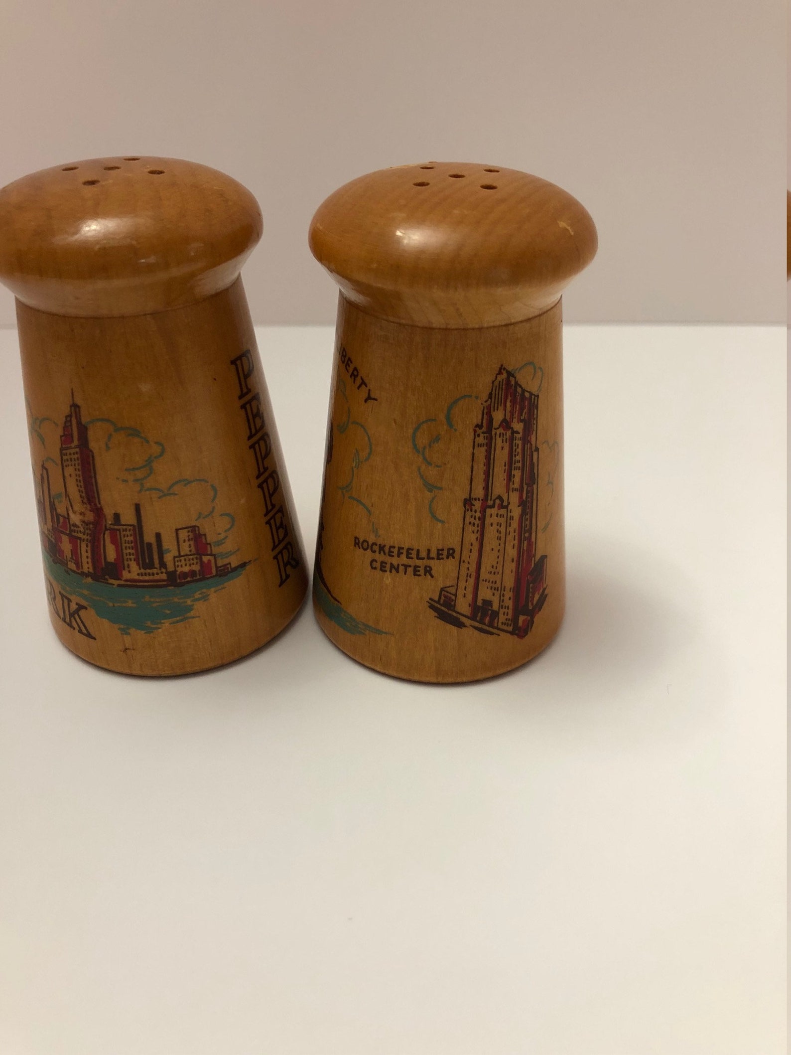 Vintage New York City Salt and Pepper Shakers Wooden 1969 Etsy UK
